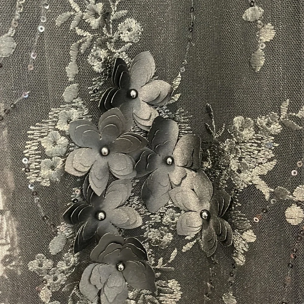 TUXEDO INSPIRED FLORAL EMBROIDERED GOWN - Picture 8 of 12